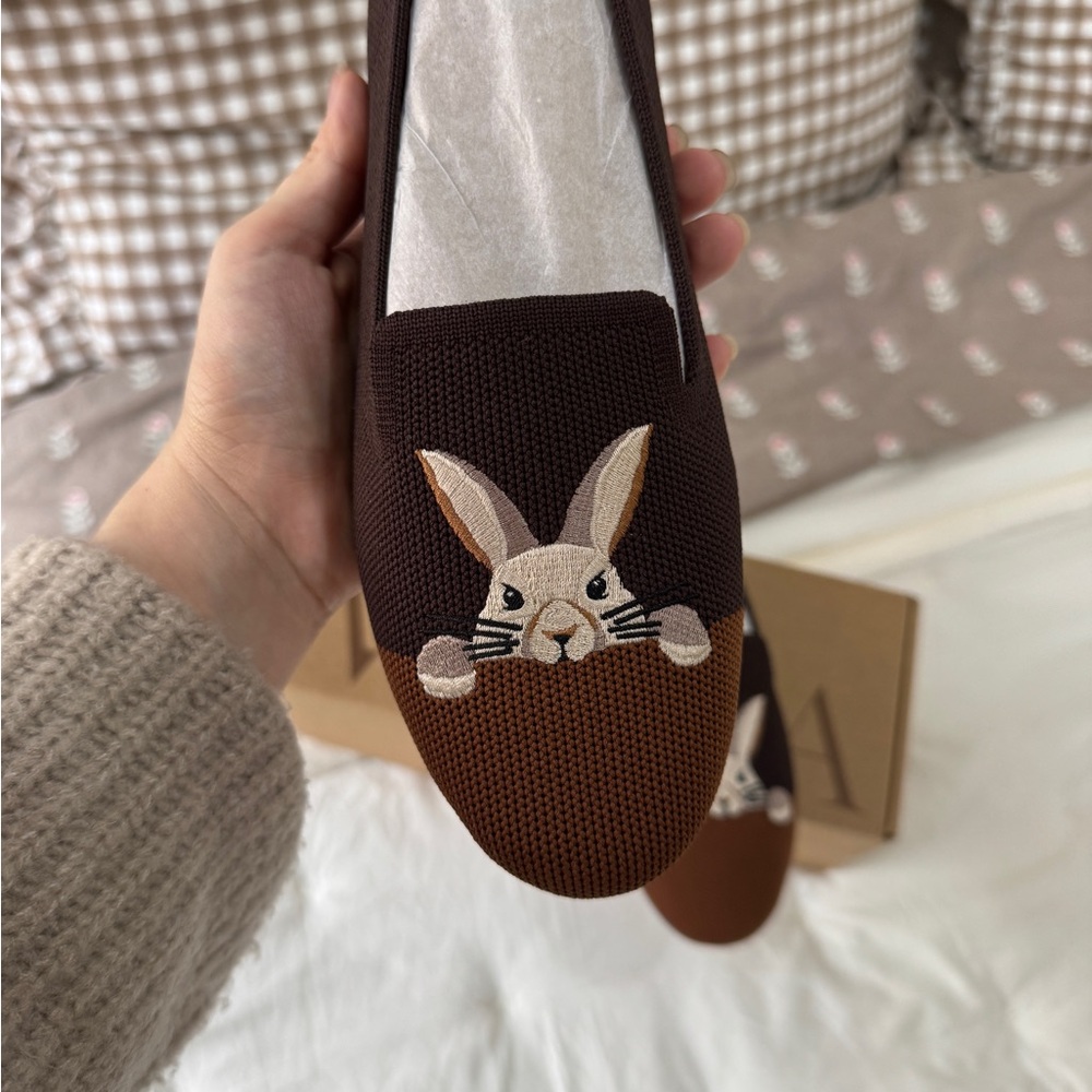 Brown Rabbit Embroidered Flats - Picture 4 of 4
